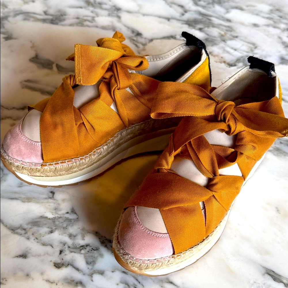 Free People Champin Mustard & Blush Espadrilles women’s size 36/6 - Picture 3 of 12